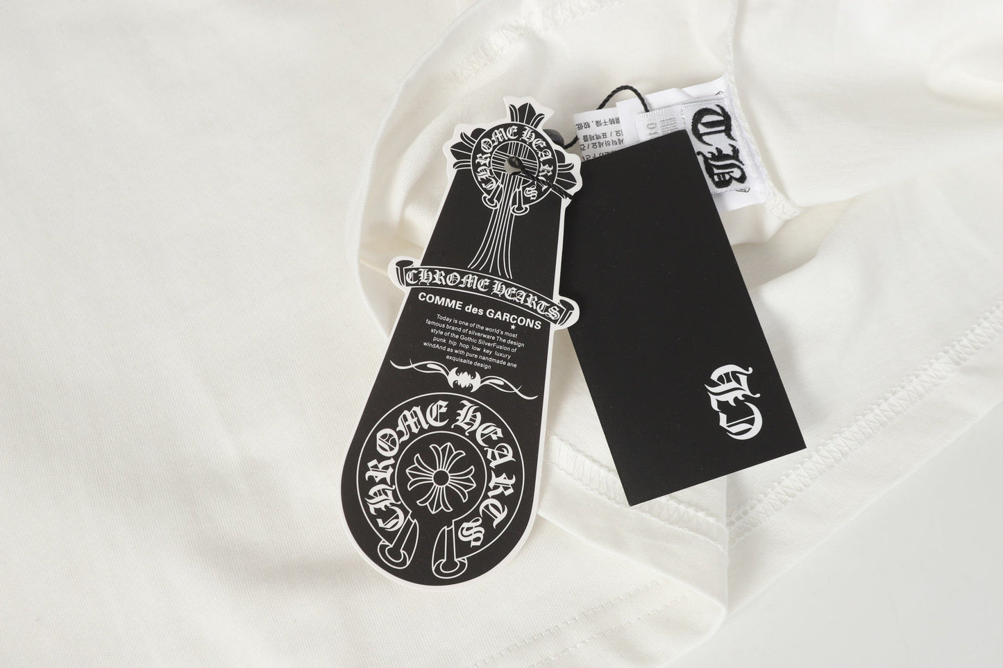 Chrome-Hearts Logo Flag Long Sleeve Tee - Black White Gothic Street T-Shirt K2126